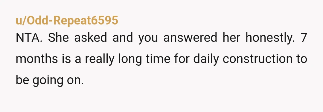 u/Ok-Bumblebee6881
NTA. 7 months is insane. I could have built a new house in that time. He wouldn’t like my neighborhood. We would be calling the city.