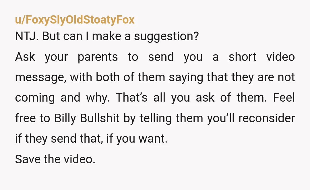 u/DazzlingPotion Your parents are seriously not going to attend your wedding over inviting a BF your sister has had for 1 MONTH? That's ABSURD! IMO you've set a boundary and...