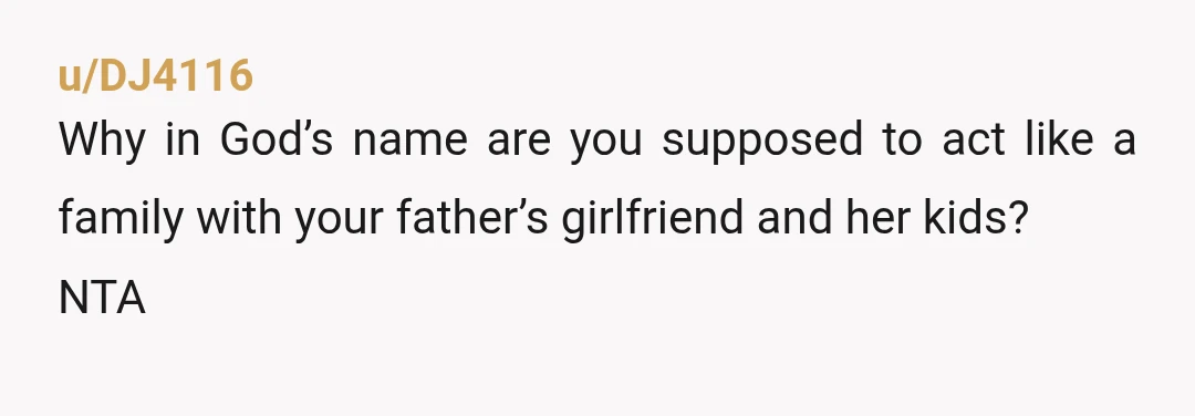 u/emryldmyst
NTA
I don't like Indian food. 
I'm not going to an Indian restaurant. 
Same thing.