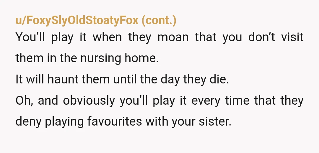 u/Prior-Business-6054
NTJ.  Parents need to grow up, if Melinda won't. :(