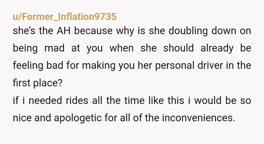 u/Thistime232
Seems like you're driving her just about everywhere, on a pretty regular basis, how did she get around before you?