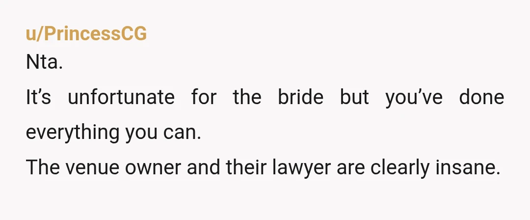 u/FuturePMP
NTA.
I’d blast them on every review site available by pasting those emails into the review section and title the review: BRIDE BEWARE