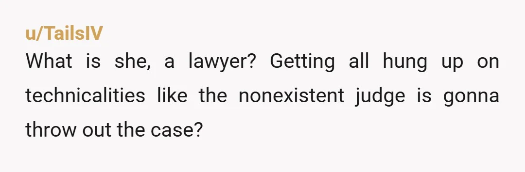 u/TailsIV
What is she, a lawyer? Getting all hung up on technicalities like the nonexistent judge is gonna throw out the case?