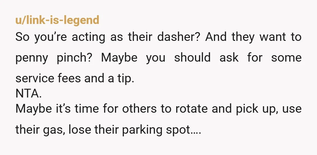 u/-Maris-
NTA. Anyone who complains can go pick up their own damn lunch.