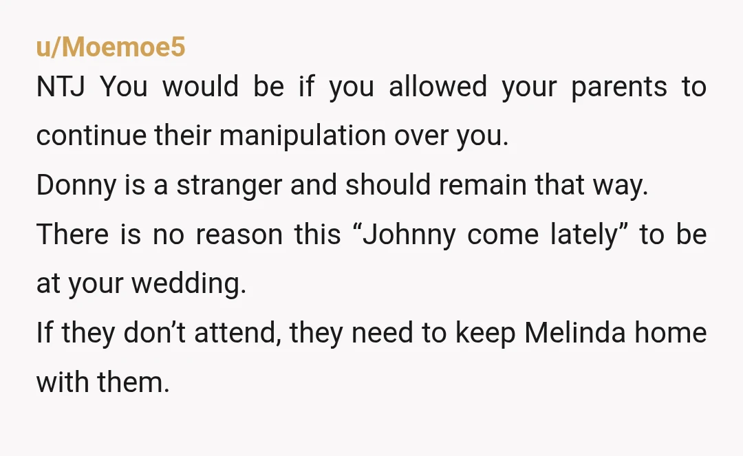 u/OddCountry5096 Tell your parents that you’re sorry they won’t be able to attend and then be done with it. They won’t be happy and “present” even if they do attend....