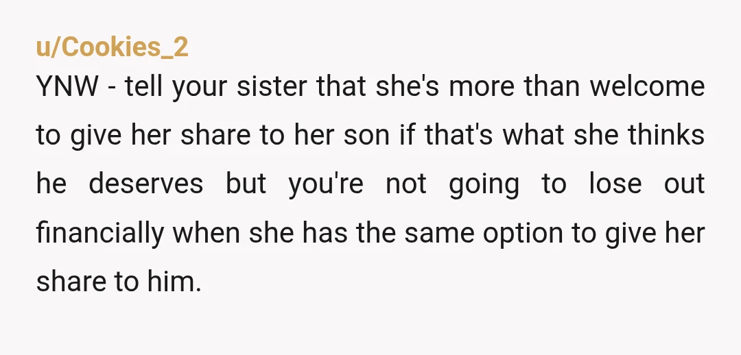 u/Wintersmight YNW. If your sister wants her son to have an anchor or whatever to hold on to after all the bad choices he has made in his life, she...