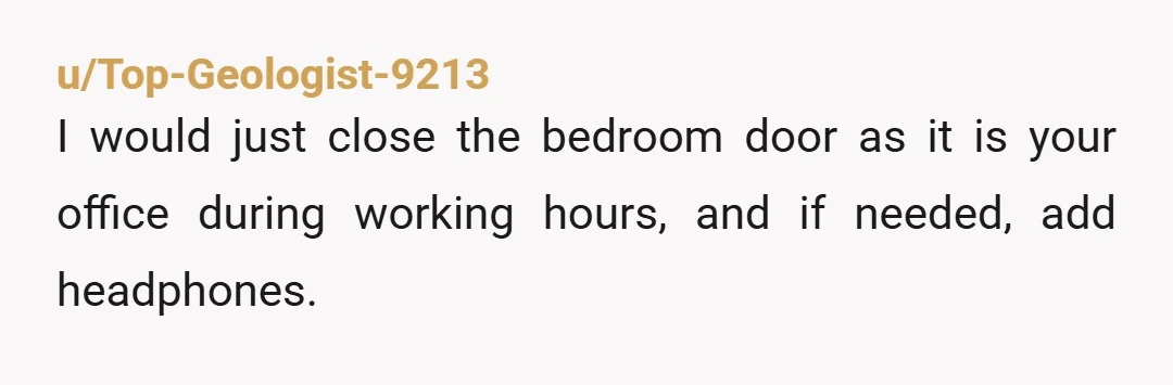 u/Top-Geologist-9213
I would just close the bedroom door as it is your office during working hours, and if needed, add headphones.