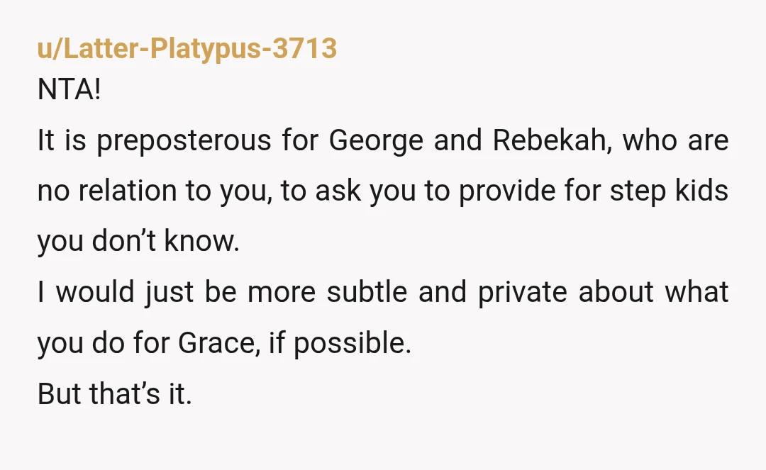 u/ProfessorLive762 I wonder if George married Rebekah thinking the largesse would naturally be extended to his kids. He’s an entitled prick and so are his kids. I wish you could...