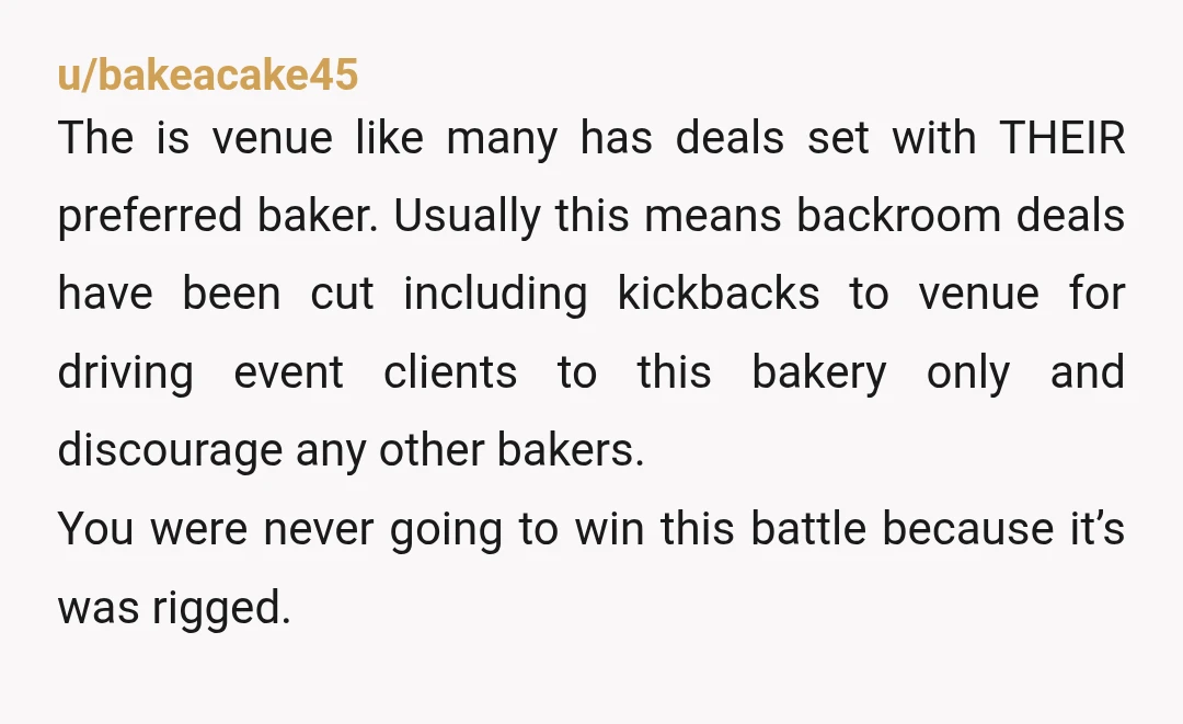 u/emryldmyst
NTA
Tell her to give you an invitation and now you're a friend who happened to make her cakes.