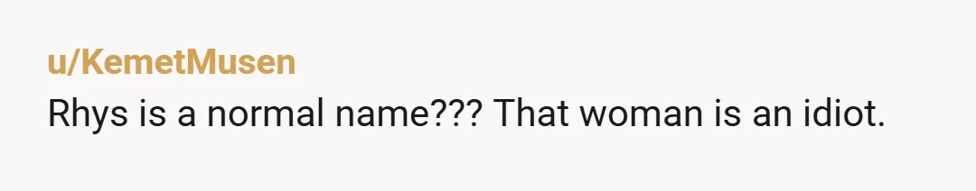 u/KemetMusen Rhys is a normal name??? That woman is an idiot.