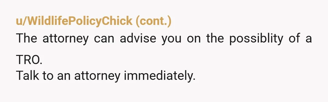 u/aznrandom Honestly, go into ‘soldier mode’, and work with a lawyer to finalize divorce. Once that’s sorted I’m guessing all this craziness naturally goes away. And you’ll feel way better...