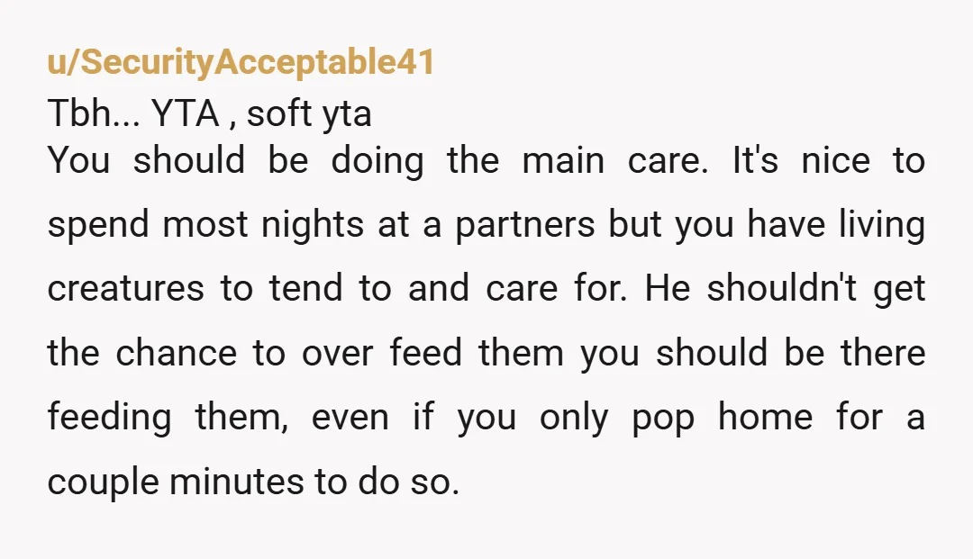 u/3OrcsInATrenchcoat Soft YTA - not for refusing him, but for leaving them in a place he has access to them when he’s actively harming them through overfeeding. He’s proven he’s...