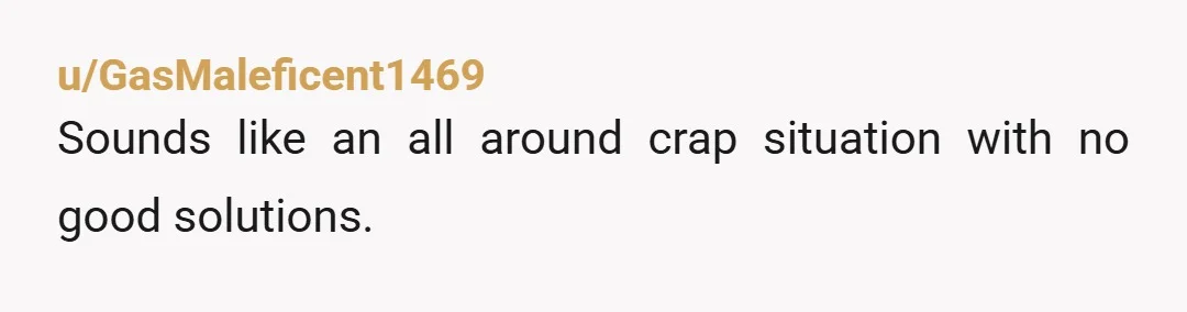 u/GasMaleficent1469
Sounds like an all around crap situation with no good solutions.