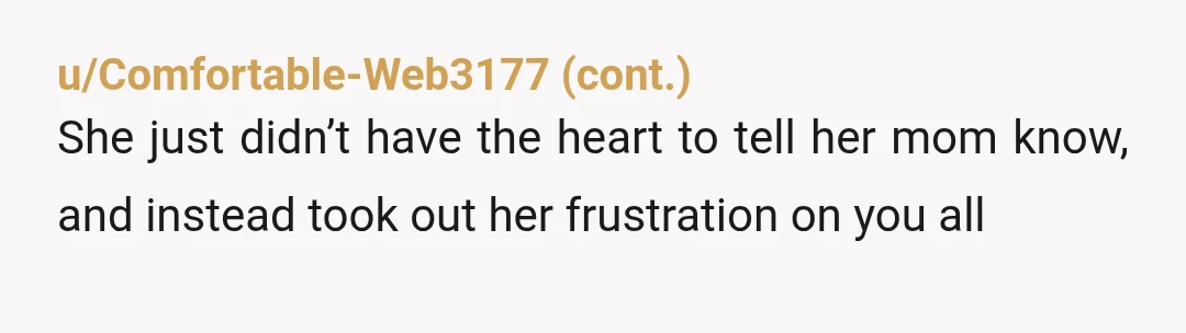 u/NoYouth9831 NTA - but your cousin is. Reflect on how many people travelled far and wide to be there. You all collectively made the cousin feel supported and loved by...