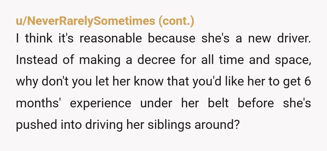 u/Paevatar NTA Make sure the car insurance spells out who is allowed to drive the car. Your SD should know that other people are not allowed to drive it. Some...