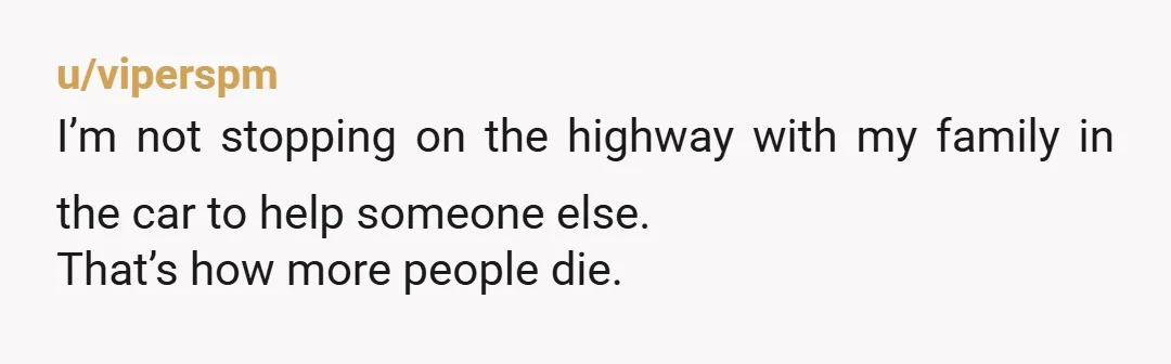 u/LordOfTheLesbians1 NTA. You were keeping your family safe. If people want to drive recklessly and put other lives at risk then they had to have known the consequences. Who knows...