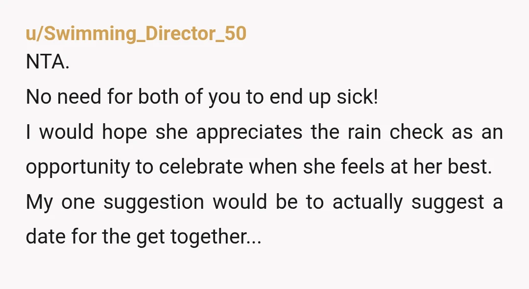u/yeahipostedthat
NTA. Driving 1.5 hours to visit a sick person before you have a big event is pretty dumb.