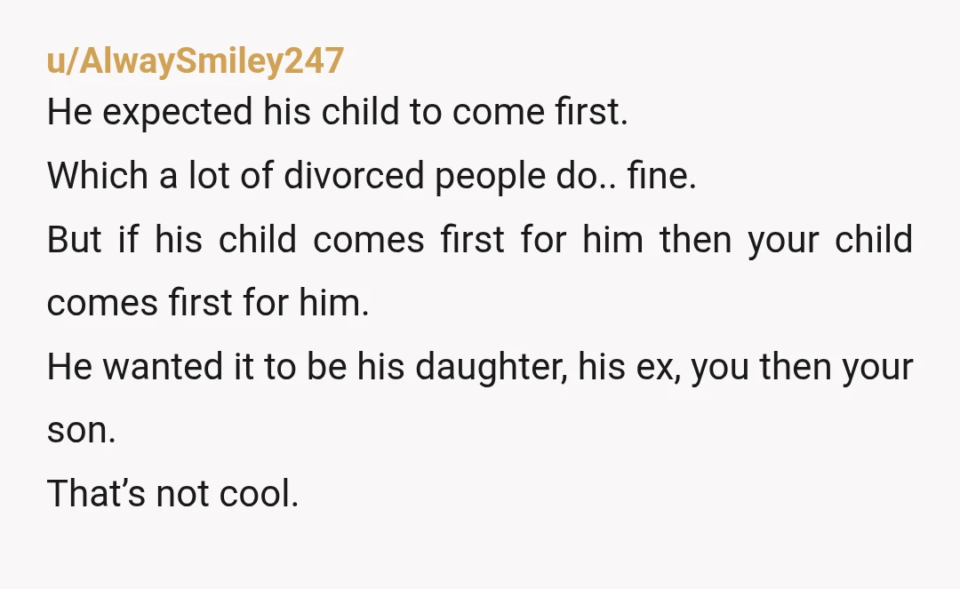 u/Badass_mama_101 How can he even respond like that?! My goodness You are not the AH , you are a mother and you did what was right for you and your...