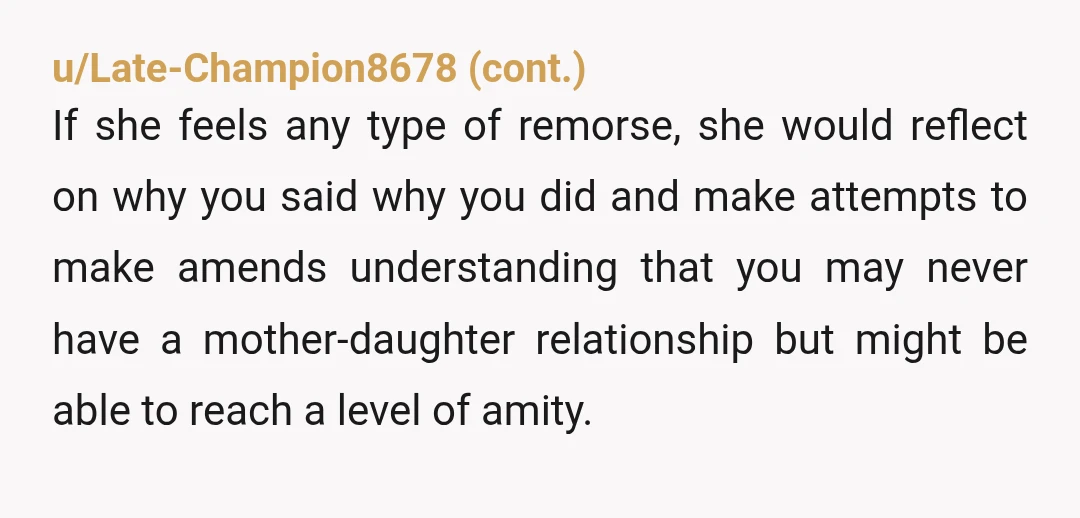 u/Shinchan1184 She knows that you are right. But she can't accept the truth that's why she is arguing and telling people that you don't love so that people don't blame...