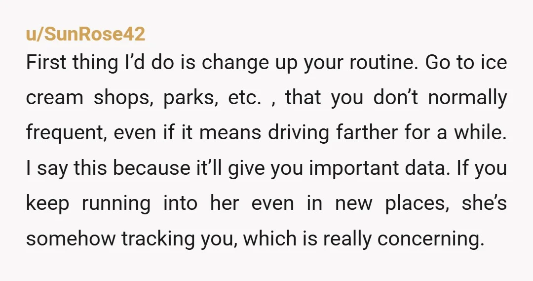 u/Competitive_Ninja668 I’d probably go and start up a conversation with her. I’d make it awkward enough for her to stop. Ask her crazy inappropriate questions. She’d probably leave and never...