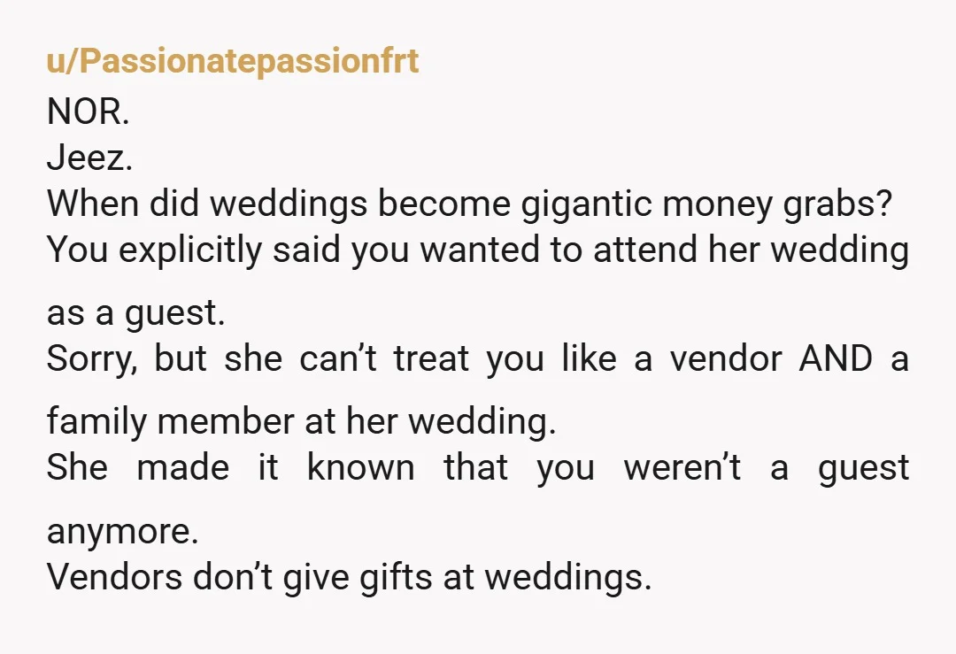 u/_goneawry_ NOR. Generally speaking, it's fine to have a registry but it's pretty classless to pester people about their contributions. That goes especially when you're actually working the wedding. You're...