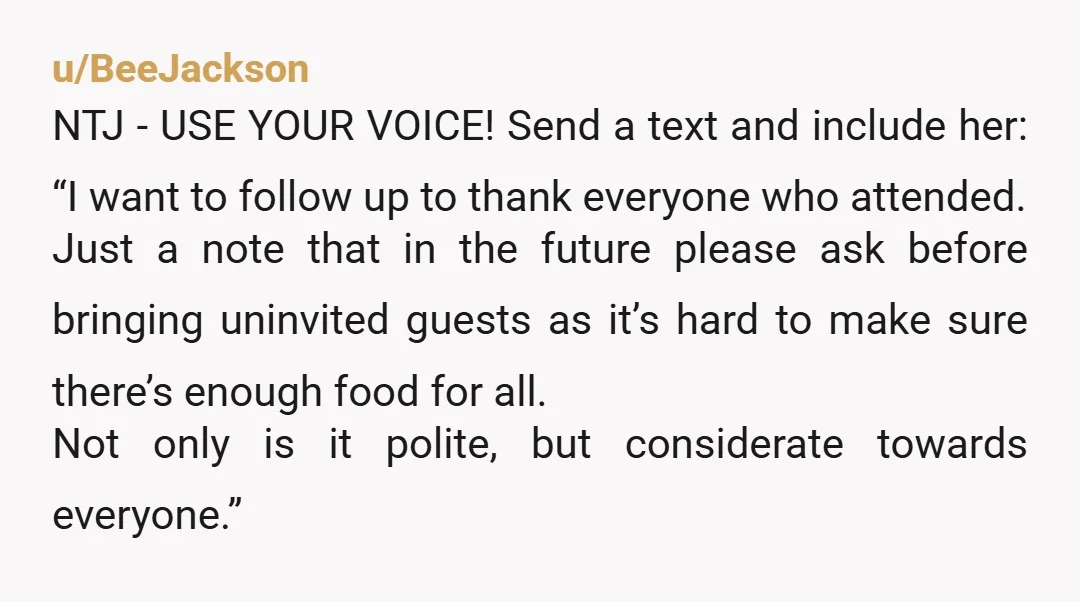 u/accousticguitar
And they did not bring a host gift or extra food - appetizers, munchies.....? How rude!