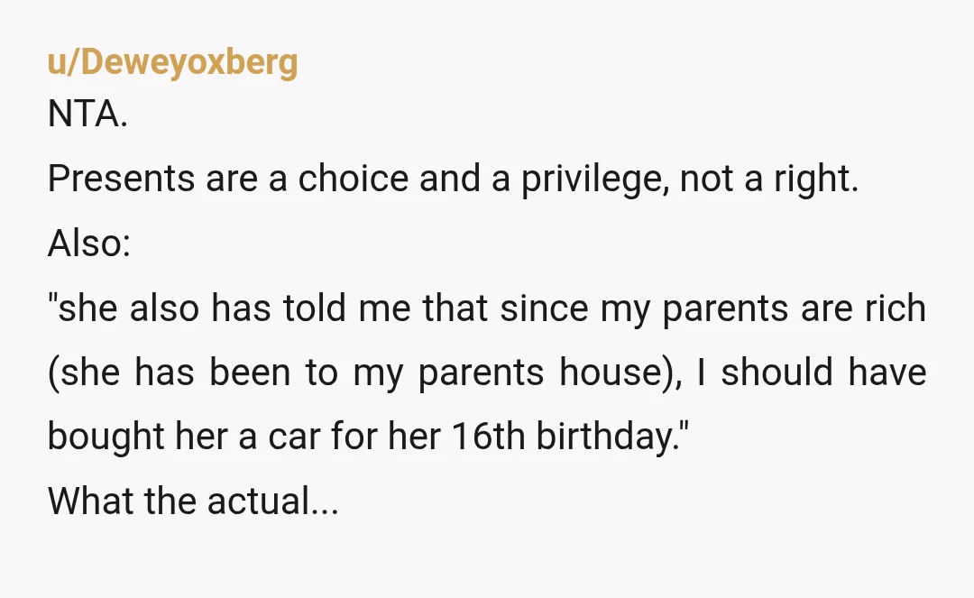 u/manchester449 18 years old are aged out of uncle and aunties gifts. NTA but keep buying the younger one