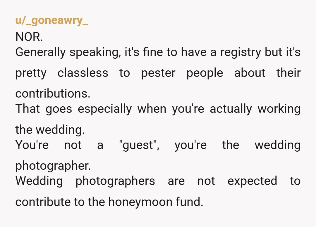 u/kykiwibear
What wedding requires 500 from a guest?  She can kick rocks.  nor