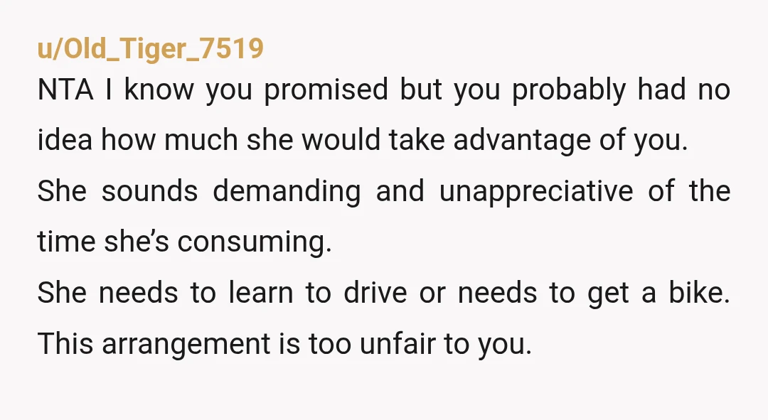 u/z-eldapin
She is taking total advantage of the situation. She needs to learn some independence.