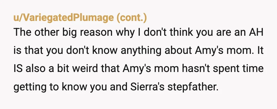 u/NewDate6115
NTA, you haven't met "Amy" and don't know she's who she says she is.