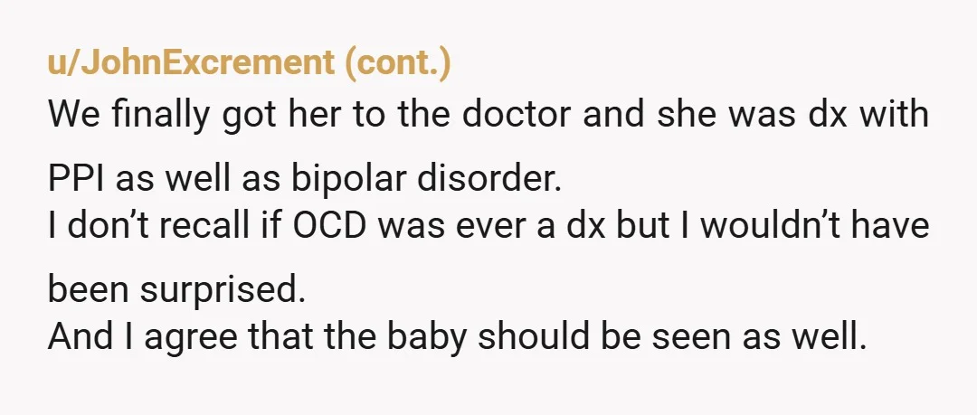u/Ok-Sandwich-9800
She does not sound like she's in a good mental state generally. Please encourage her to seek help.