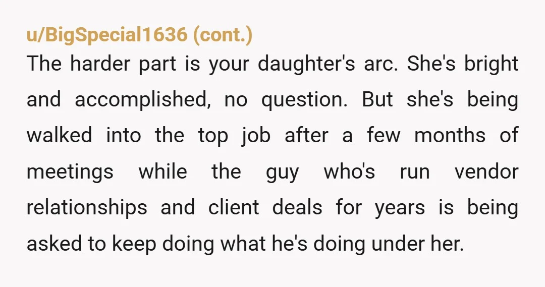 u/mckedtic YTA. You can give the business to whoever you want, but clearly you don't value your nephew much if you're willingly to insert a newcomer into management without any...