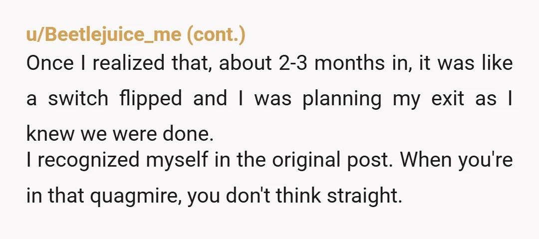 u/thisismyfupa Navigating a huge betrayal by your spouse is incredibly difficult!!! Initial denial is totally normal. The important thing is that you accepted the s*** truth, and got yourself out....