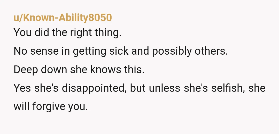 u/AsparagusOverall8454
I’d just send her some flowers and some supplies. Mail her gifts.