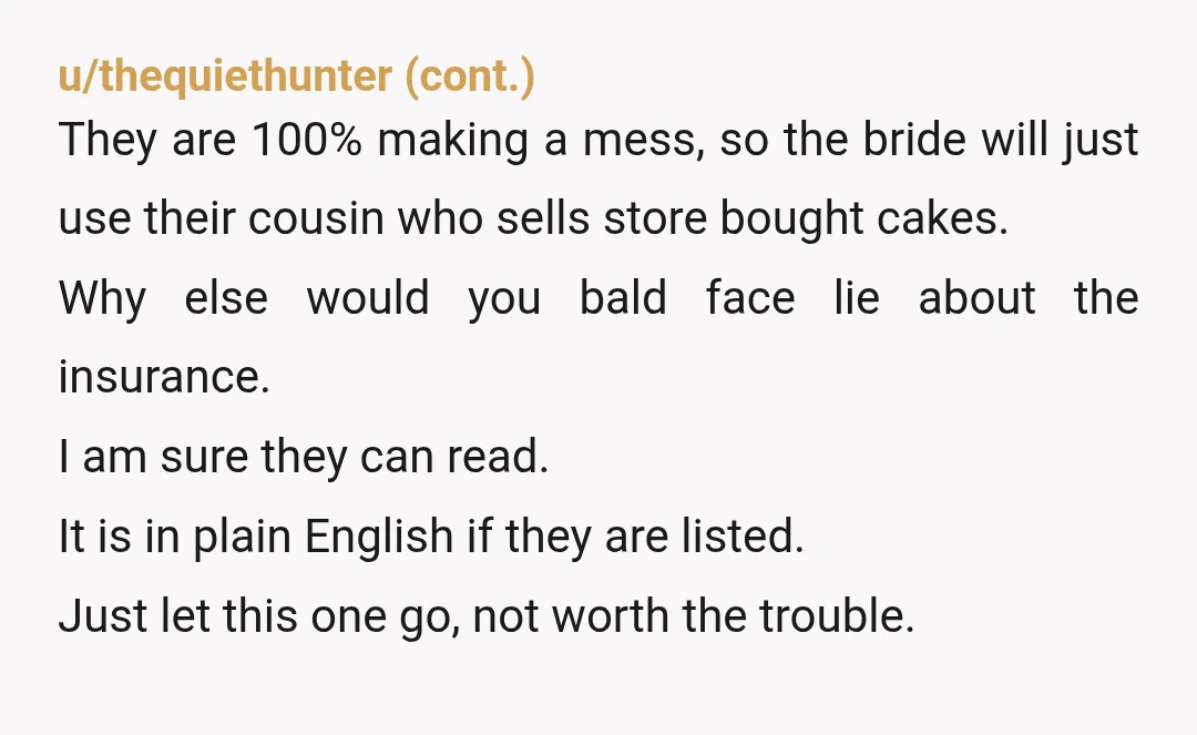 u/mouse_attack Jesus, reading this takes as much effort as adding an additional insured. The venue owner is a pain in the ass with a bad reputation. Take the ban as...