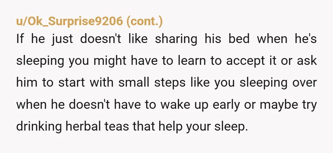 u/Flashy-Bluejay1331 Yeah, this one’s tough. I was, yeah, no big deal, just sleep in the guest room and have coffee together in the morning. But then I kept reading and...