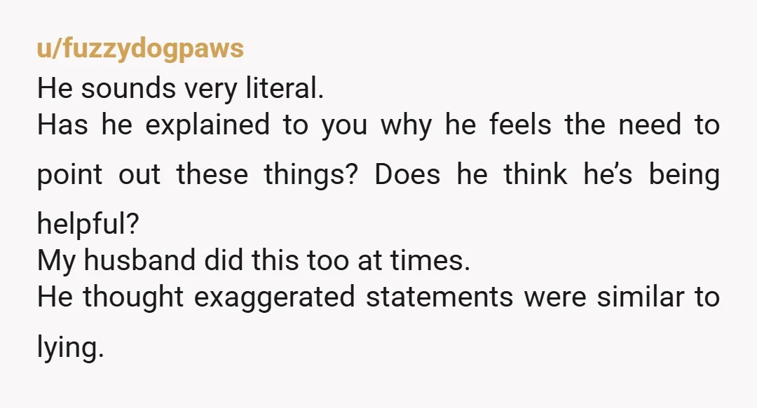 u/FairyCompetent Hi, as an autistic adult who masked well into adulthood and did not understand why people do not like this kind of hyper specific communication, this feels very familiar....