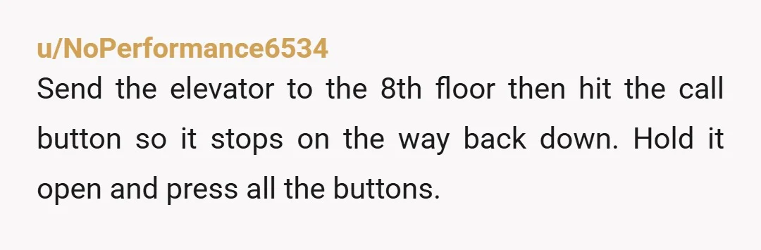 u/beeswift236 When I worked, my job as a maintenance supervisor allowed me to have a lift over ride key. It was great when in the University residences, my favourite instance...