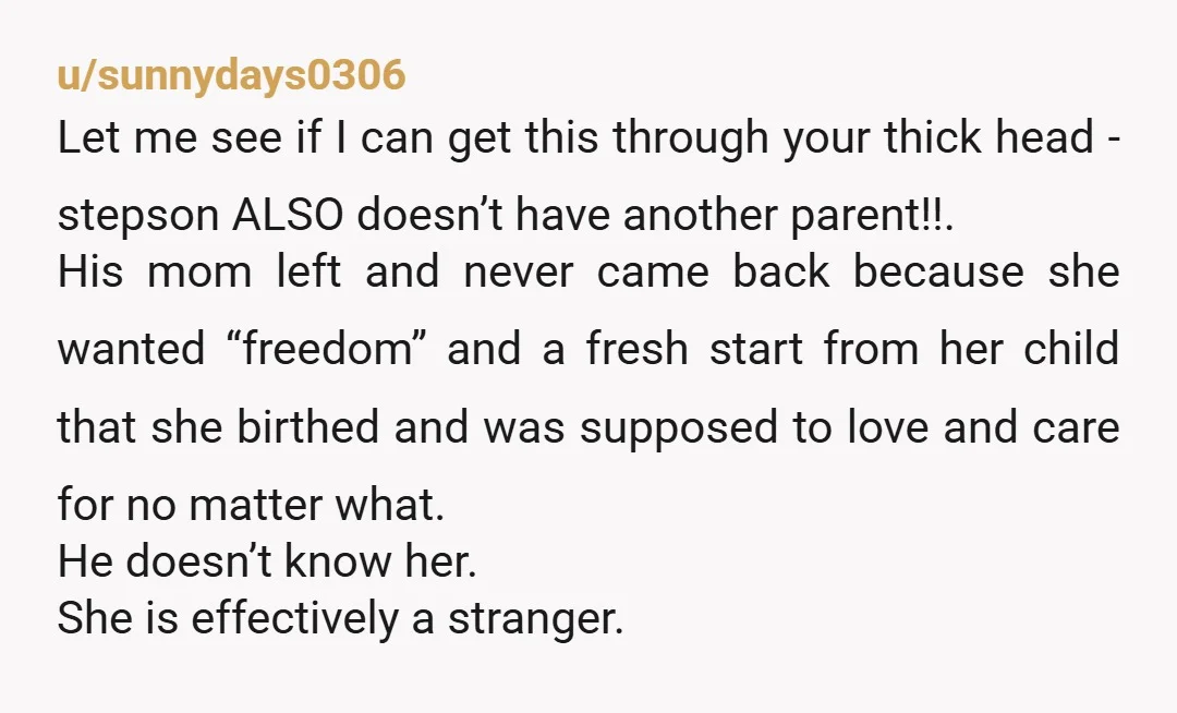 u/loverlyone YTA do you really think anyone thinks this my family business is acceptable? He became your family when you married his father. And drawing a distinction between the status...