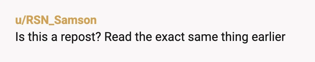 u/RSN_Samson
Is this a repost? Read the exact same thing earlier