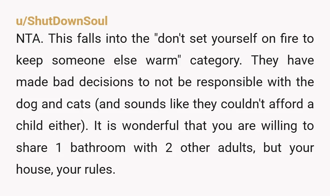 u/FairBaker315 NTA No way in hell would I allow 4 unfixed cats in my house. If they're mixed genders, there's gonna be kittens. 4 males, there's gonna be fighting and...