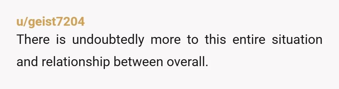 u/geist7204
There is undoubtedly more to this entire situation and relationship between overall.