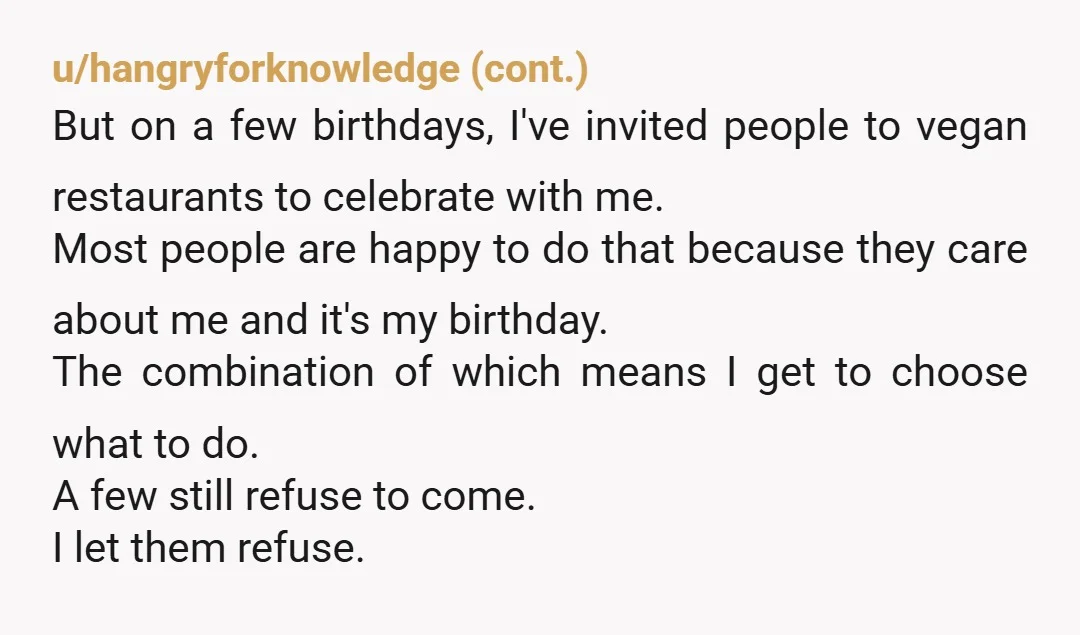 u/ShmullusSchweitzer Your mom quoted Spock, sacrificing his life to save his shipmates, as the reason why you shouldn't get your choice of birthday restaurant? To answer your question, no you...