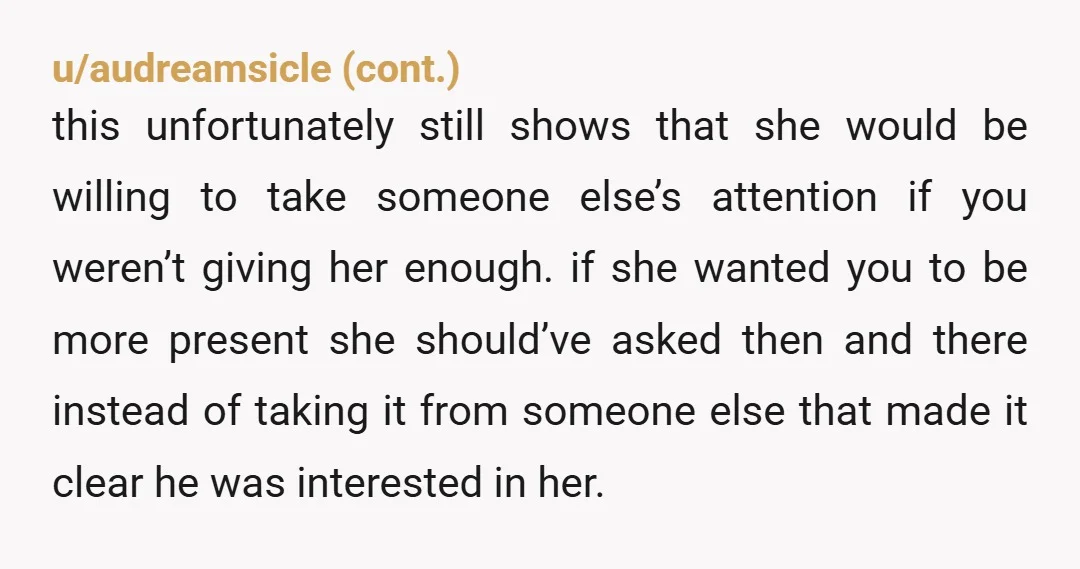 u/Plenty-Salary9711 She gave another guy her socials in front of you without a second thought, completely disrespecting you and the relationship, and your still with her? Wow. “She was super...