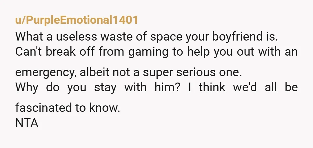 u/SoOverThisAlready NTA Im a big believer as a woman, of being self sufficient. Therefore having the ability to change the tire yourself, or if not, have the roadside recovery membership...
