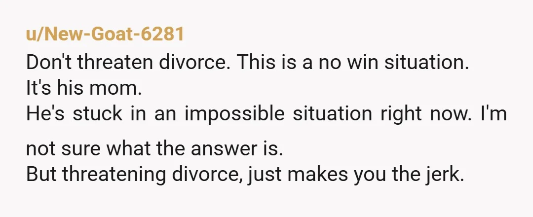 u/OkIron6206 All I know is once you start talking with “divorce “ threats, it’s a self fulfilling prophecy. I don’t know what the wife’s family situation is but I hope...