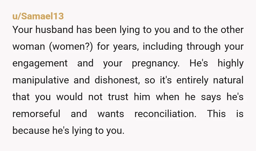 u/redditistripe Your husband doesn't do something as gross as that and ever be truly remorseful or he wouldn't have done it in the first place. It's not as if it...