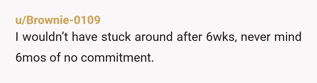 u/RightLettuce2166 Bruh, idk if yall were friends before this but 6 months is more than enough time for her to think about it. Normally it would've been at least a...