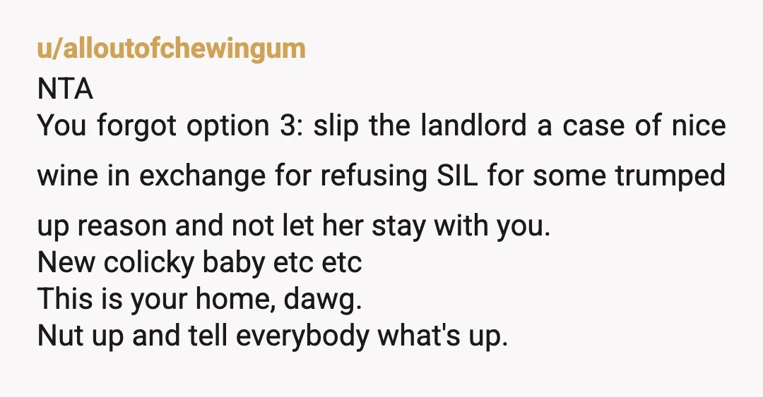 u/Few_Adeptness5348 A question - if you rented your old flat, this means that you paid money to your landloard, so how the hell can you "give" your SIL your old...