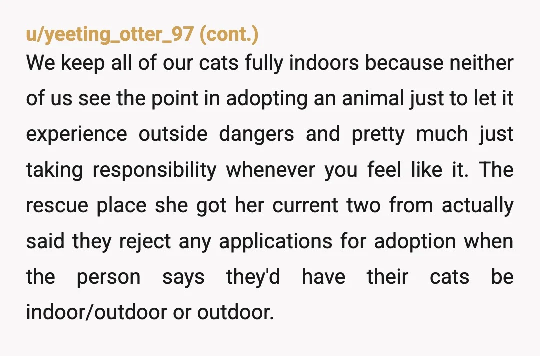u/JenninMiami NTA There are people who claim lost cats to do bad things with…She has no proof that they’re her cats, she lied about several things, and she apparently has...